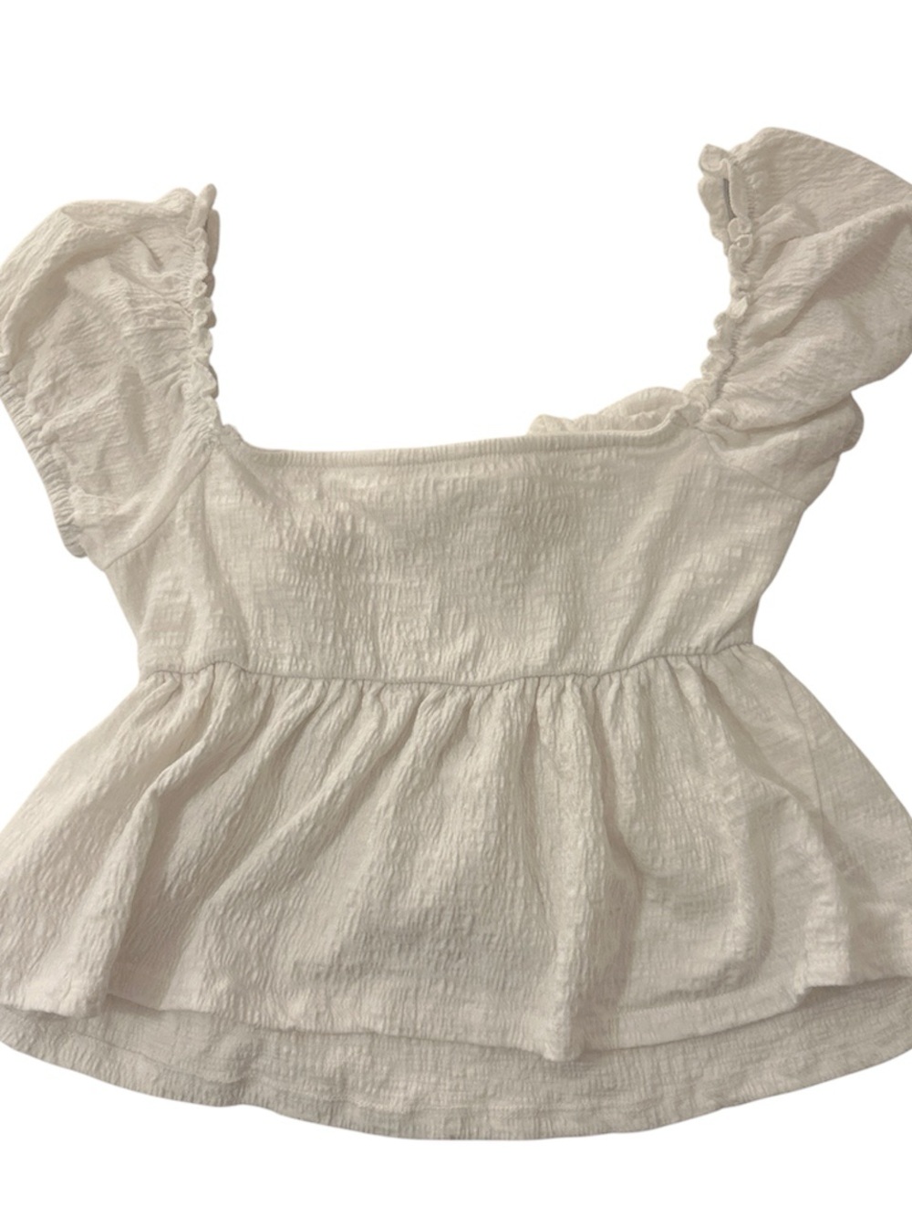 Altar’d State Puff Sleeve Open Tie Back Blouse White